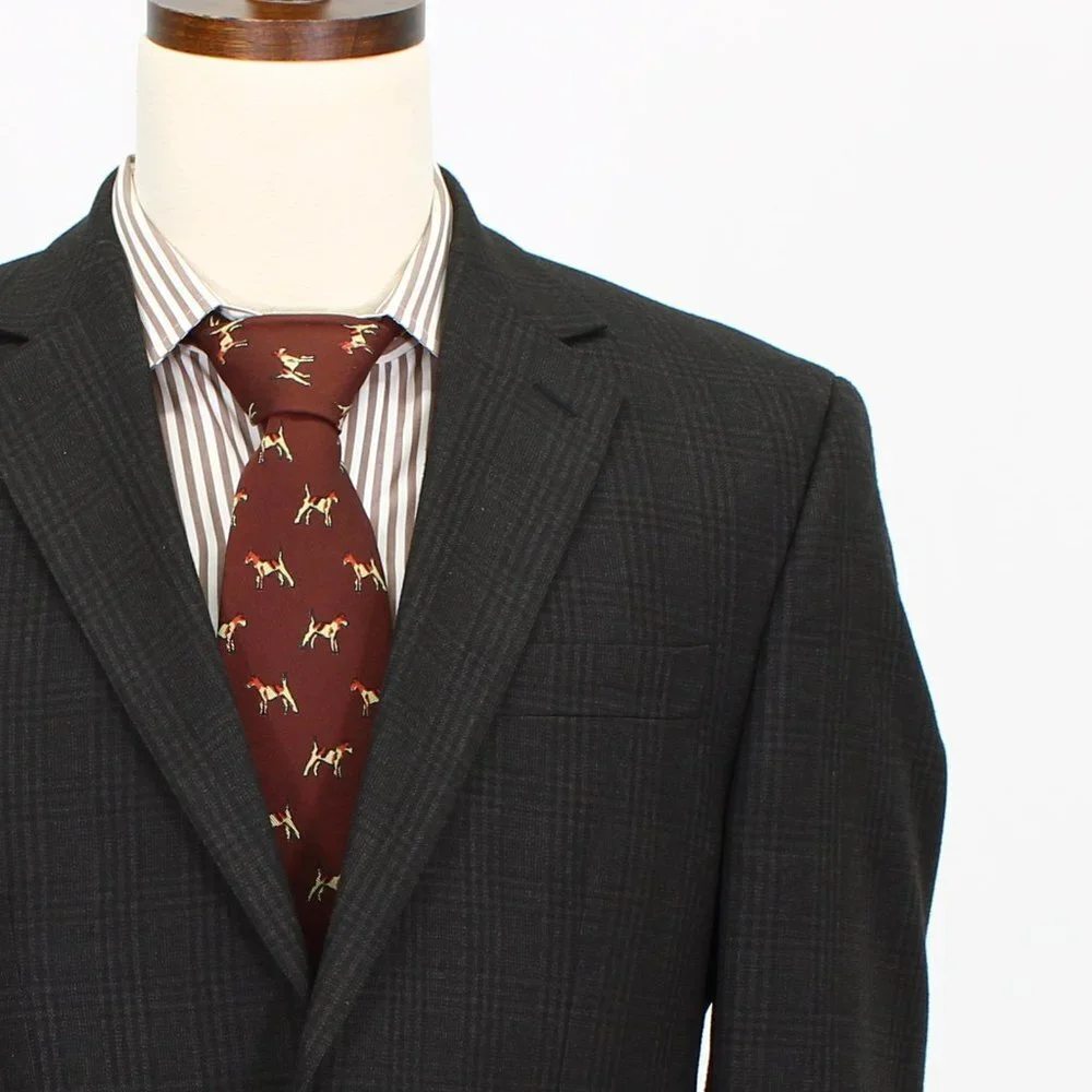 Andrew Fezza 40L Brown Check 2-Button Sport Coat Blazer Jacket B954